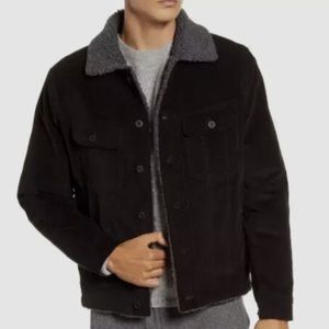 Vince Faux Fur Lined Corduroy Trucker Jacket